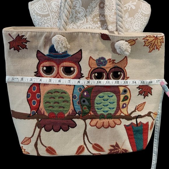 Unbranded Canvas "Couple" Owl Tote - Picture 6 of 8